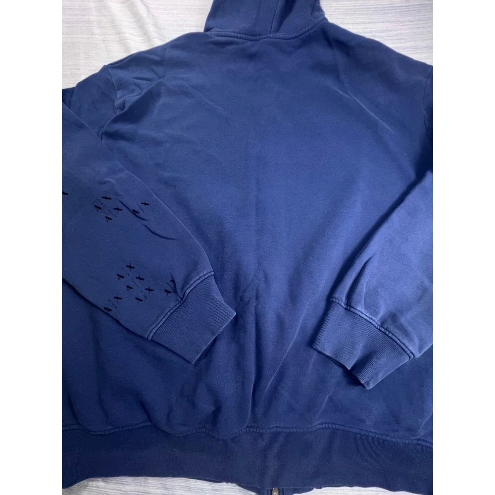 Armani Exchange Mens XL Blue Full Zip Sustainability Project Logo Hoodie